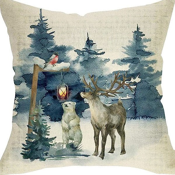 Winter Series Throw Pillow Cover Linen - AmiraMart