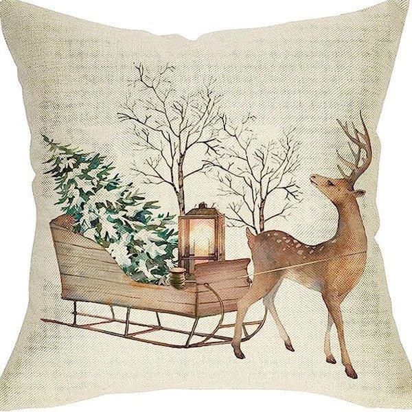 Winter Series Throw Pillow Cover Linen - AmiraMart