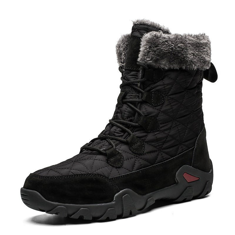 Winter Warm Fur Plush Suede Leather & Waterproof Fabric Ankle Snow Boots - AmiraMart
