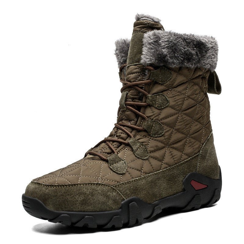 Winter Warm Fur Plush Suede Leather & Waterproof Fabric Ankle Snow Boots - AmiraMart