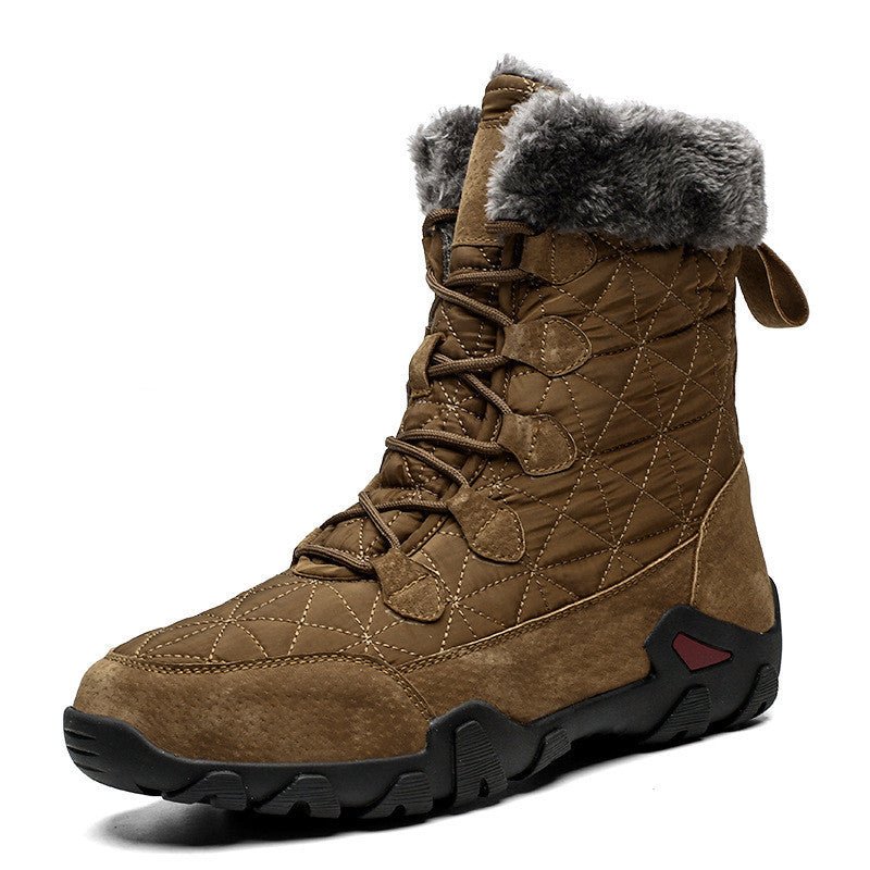 Winter Warm Fur Plush Suede Leather & Waterproof Fabric Ankle Snow Boots - AmiraMart