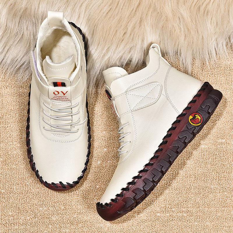 Winter Warm Lace Up Plush Ankle Boots - AmiraMart