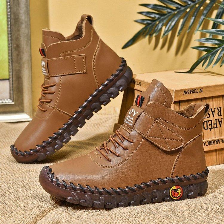 Winter Warm Lace Up Plush Ankle Boots - AmiraMart