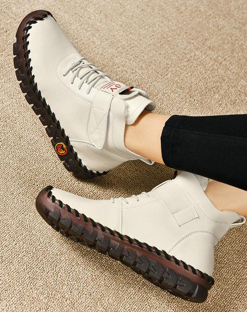 Winter Warm Lace Up Plush Ankle Boots - AmiraMart