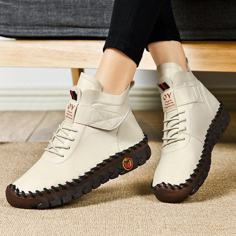 Winter Warm Lace Up Plush Ankle Boots - AmiraMart