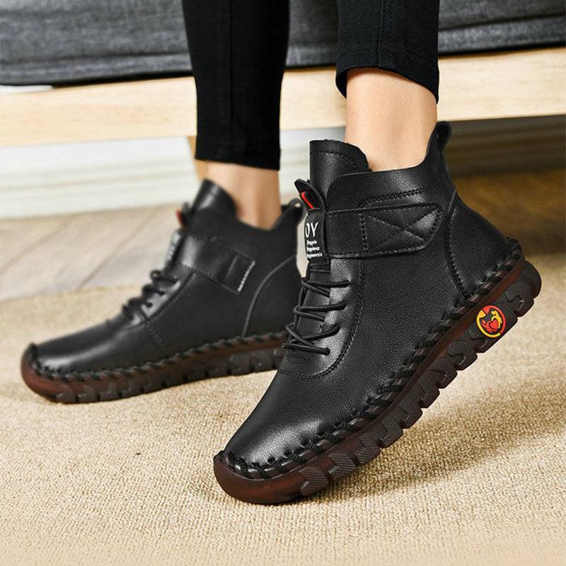 Winter Warm Lace Up Plush Ankle Boots - AmiraMart