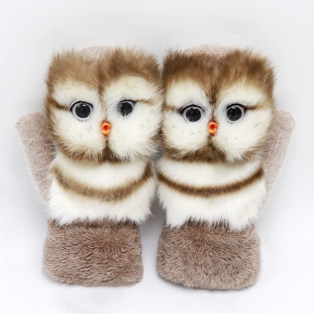 Winter Women's Plush Cartoon Animal Gloves - AmiraMart