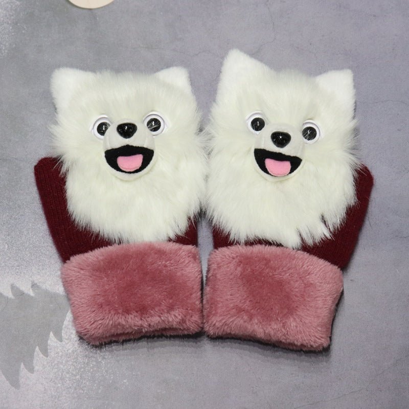 Winter Women's Plush Cartoon Animal Gloves - AmiraMart