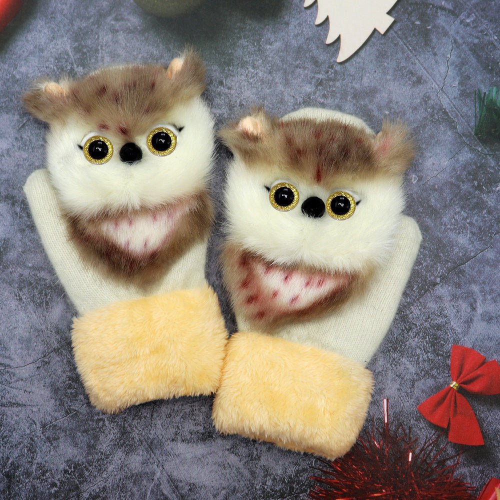 Winter Women's Plush Cartoon Animal Gloves - AmiraMart