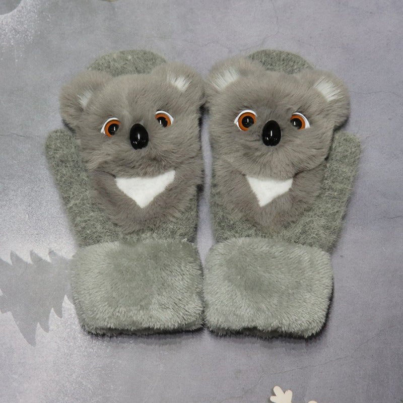 Winter Women's Plush Cartoon Animal Gloves - AmiraMart