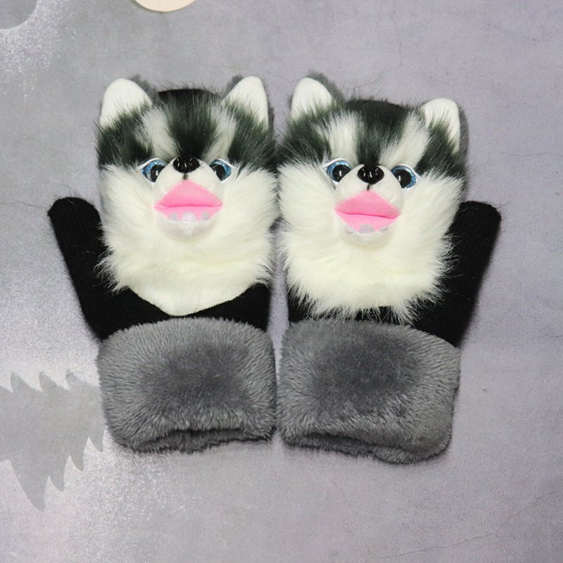 Winter Women's Plush Cartoon Animal Gloves - AmiraMart