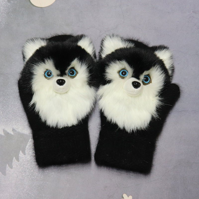 Winter Women's Plush Cartoon Animal Gloves - AmiraMart