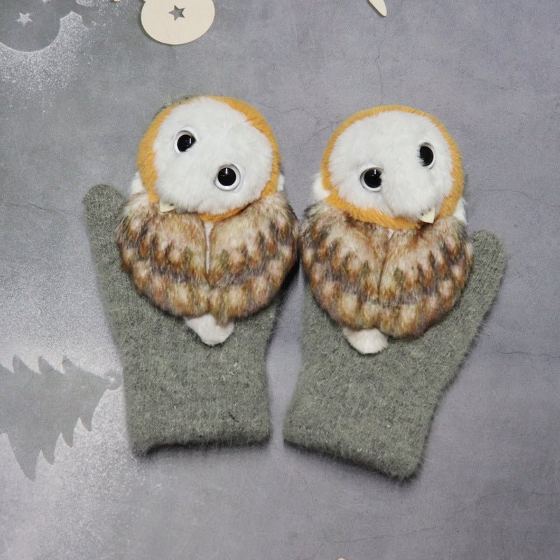 Winter Women's Plush Cartoon Animal Gloves - AmiraMart