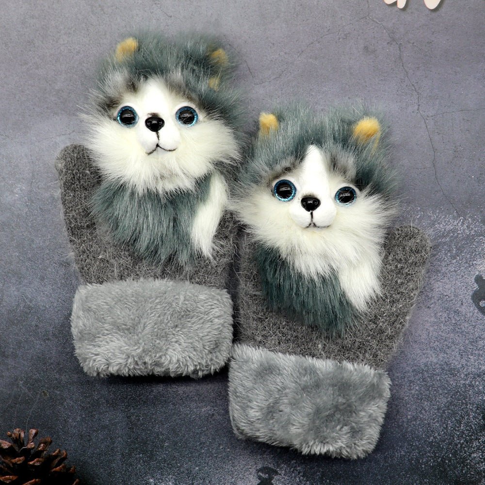 Winter Women's Plush Cartoon Animal Gloves - AmiraMart