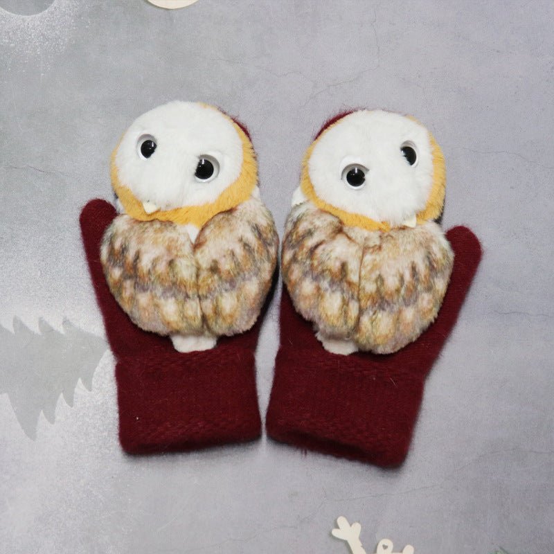 Winter Women's Plush Cartoon Animal Gloves - AmiraMart