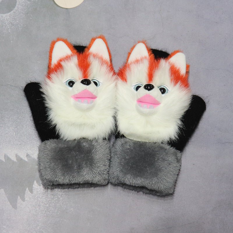 Winter Women's Plush Cartoon Animal Gloves - AmiraMart