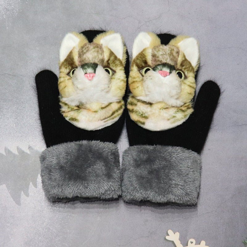 Winter Women's Plush Cartoon Animal Gloves - AmiraMart