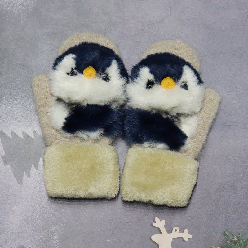 Winter Women's Plush Cartoon Animal Gloves - AmiraMart