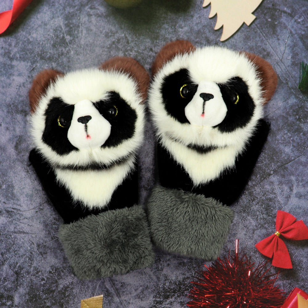 Winter Women's Plush Cartoon Animal Gloves - AmiraMart