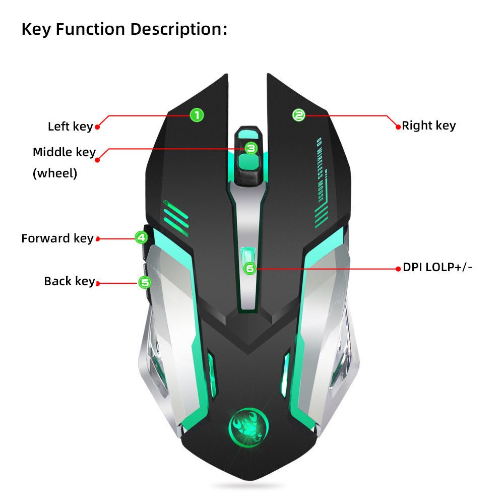 wireless mouse 2.4GPI gaming mouse glowing mouse - AmiraMart