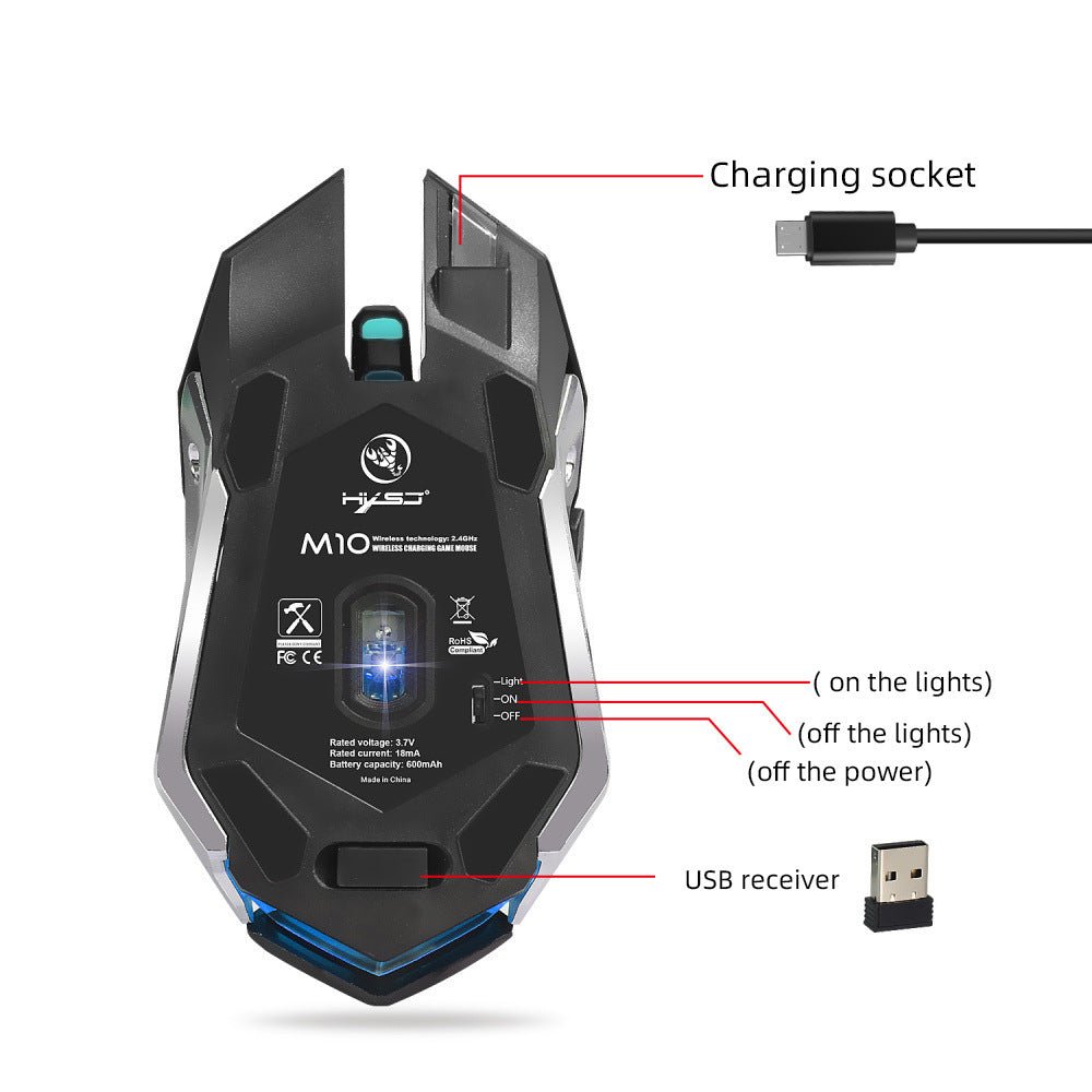 wireless mouse 2.4GPI gaming mouse glowing mouse - AmiraMart