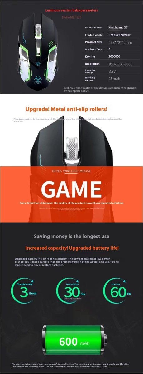 Wireless Rechargeable Mouse - AmiraMart