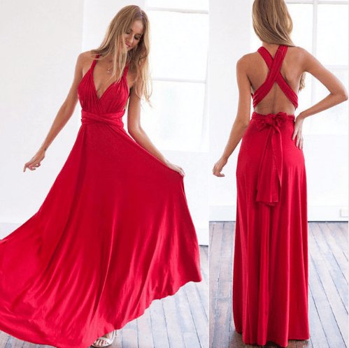 Women Bandage Convertible Boho Maxi Dress - AmiraMart