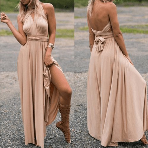 Women Bandage Convertible Boho Maxi Dress - AmiraMart