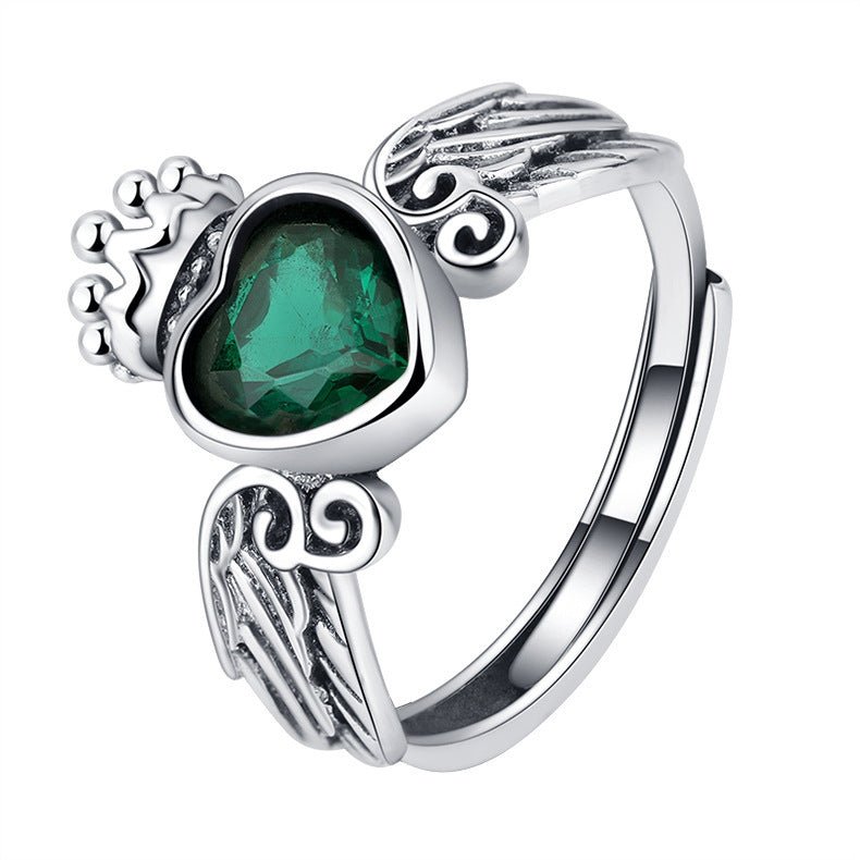 Women Fashion Personality Zircon Love Crown Ring - AmiraMart
