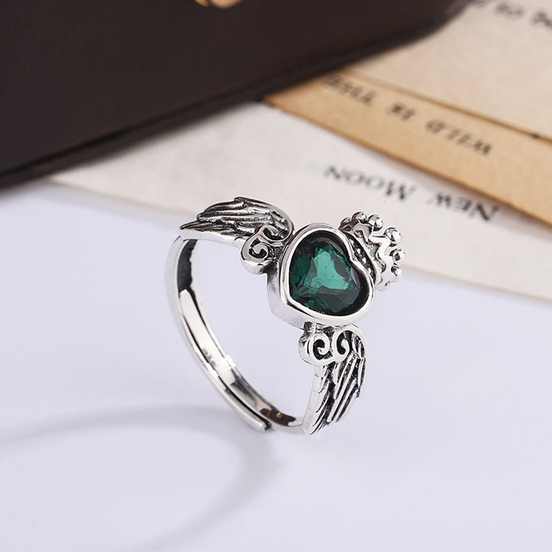 Women Fashion Personality Zircon Love Crown Ring - AmiraMart