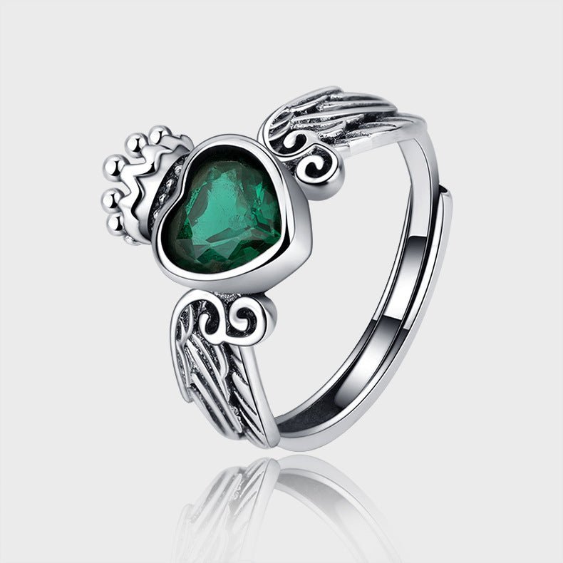 Women Fashion Personality Zircon Love Crown Ring - AmiraMart