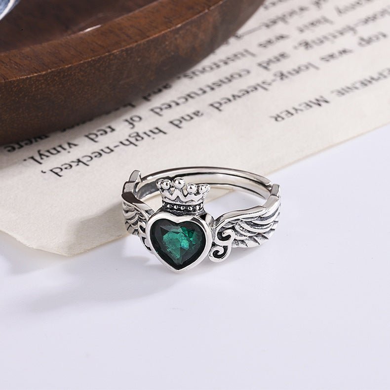 Women Fashion Personality Zircon Love Crown Ring - AmiraMart