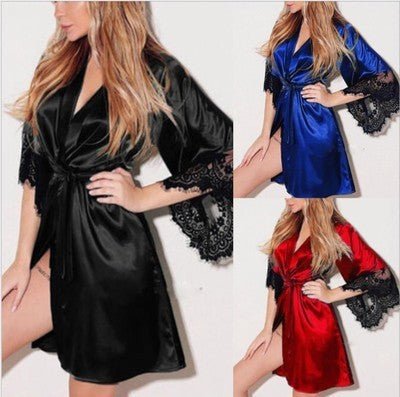 Women Lingerie Strap Transparent Lace Nightgown - AmiraMart