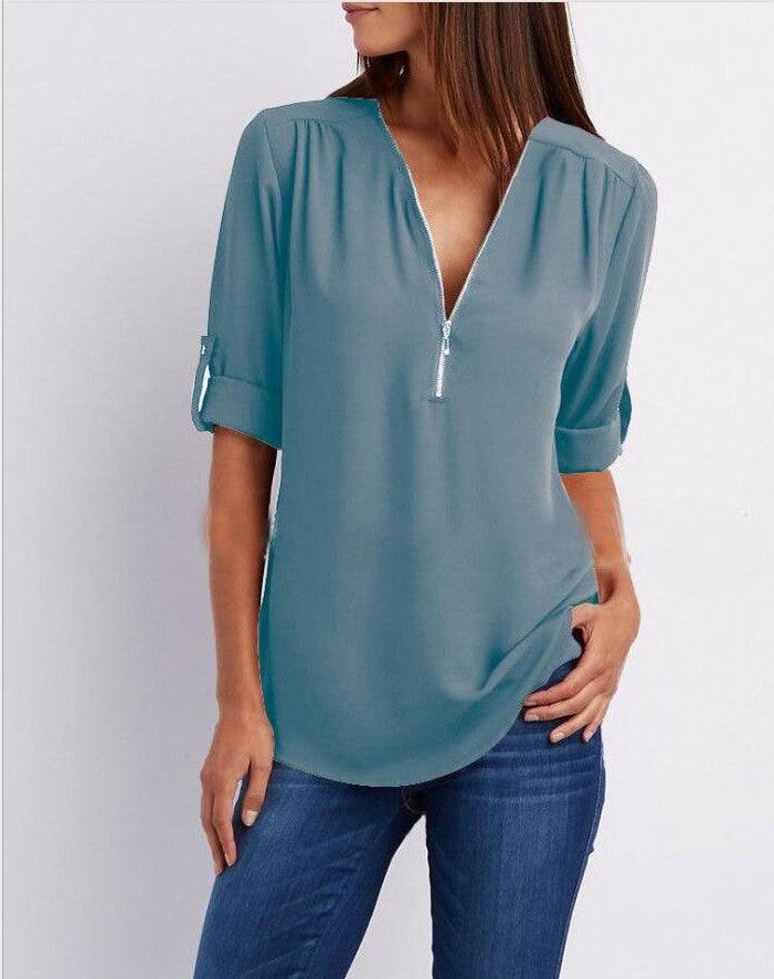 Women Short Sleeve Loose Tops - AmiraMart