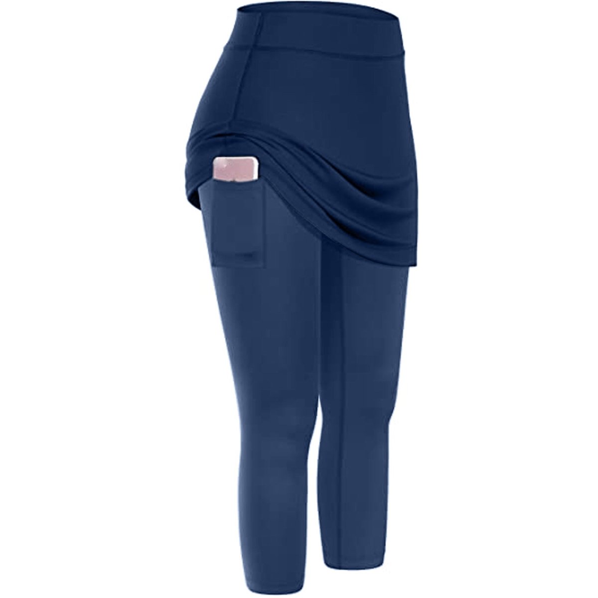 Women Tennis Skirted Leggings Pockets Elastic Sports Yoga Capris Skirts Legging - AmiraMart