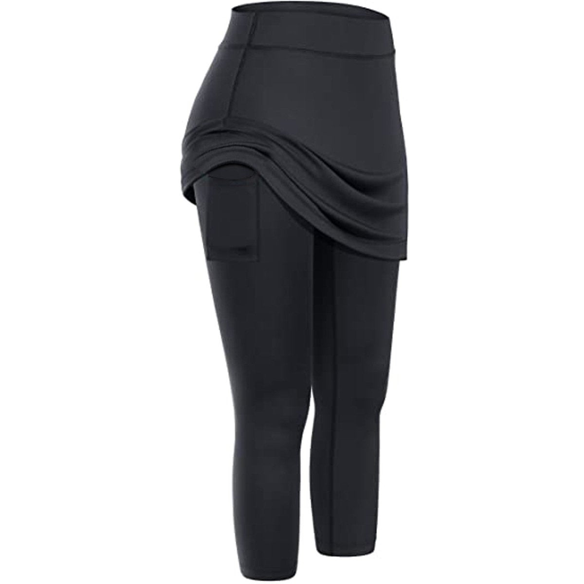Women Tennis Skirted Leggings Pockets Elastic Sports Yoga Capris Skirts Legging - AmiraMart