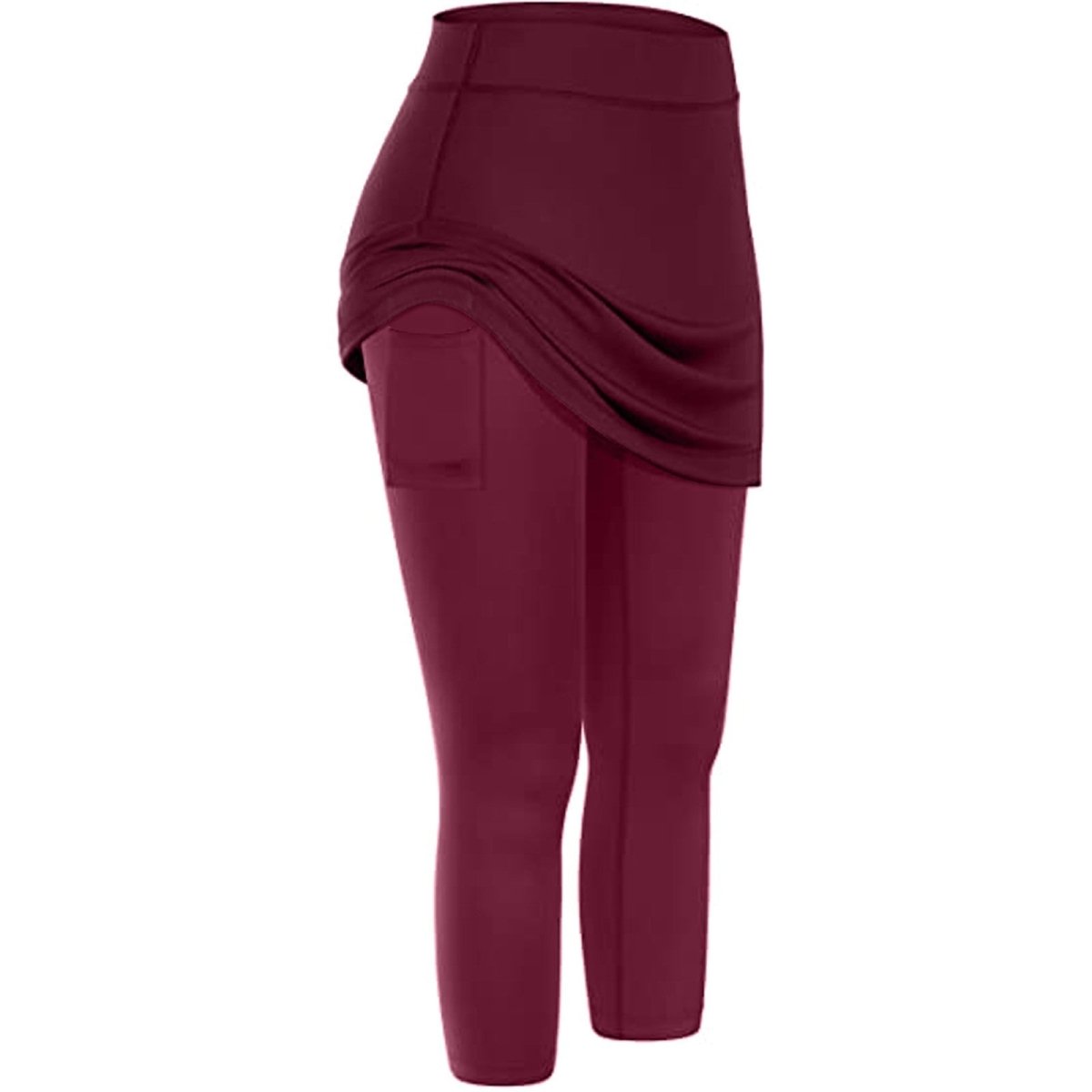 Women Tennis Skirted Leggings Pockets Elastic Sports Yoga Capris Skirts Legging - AmiraMart