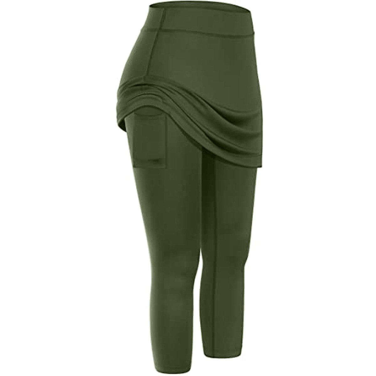 Women Tennis Skirted Leggings Pockets Elastic Sports Yoga Capris Skirts Legging - AmiraMart