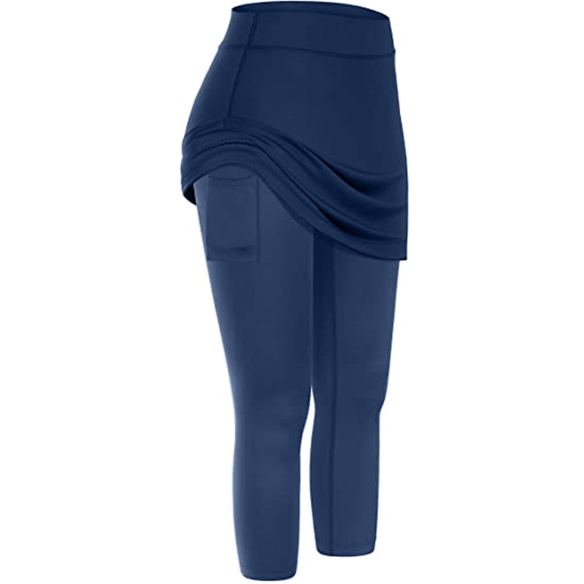 Women Tennis Skirted Leggings Pockets Elastic Sports Yoga Capris Skirts Legging - AmiraMart