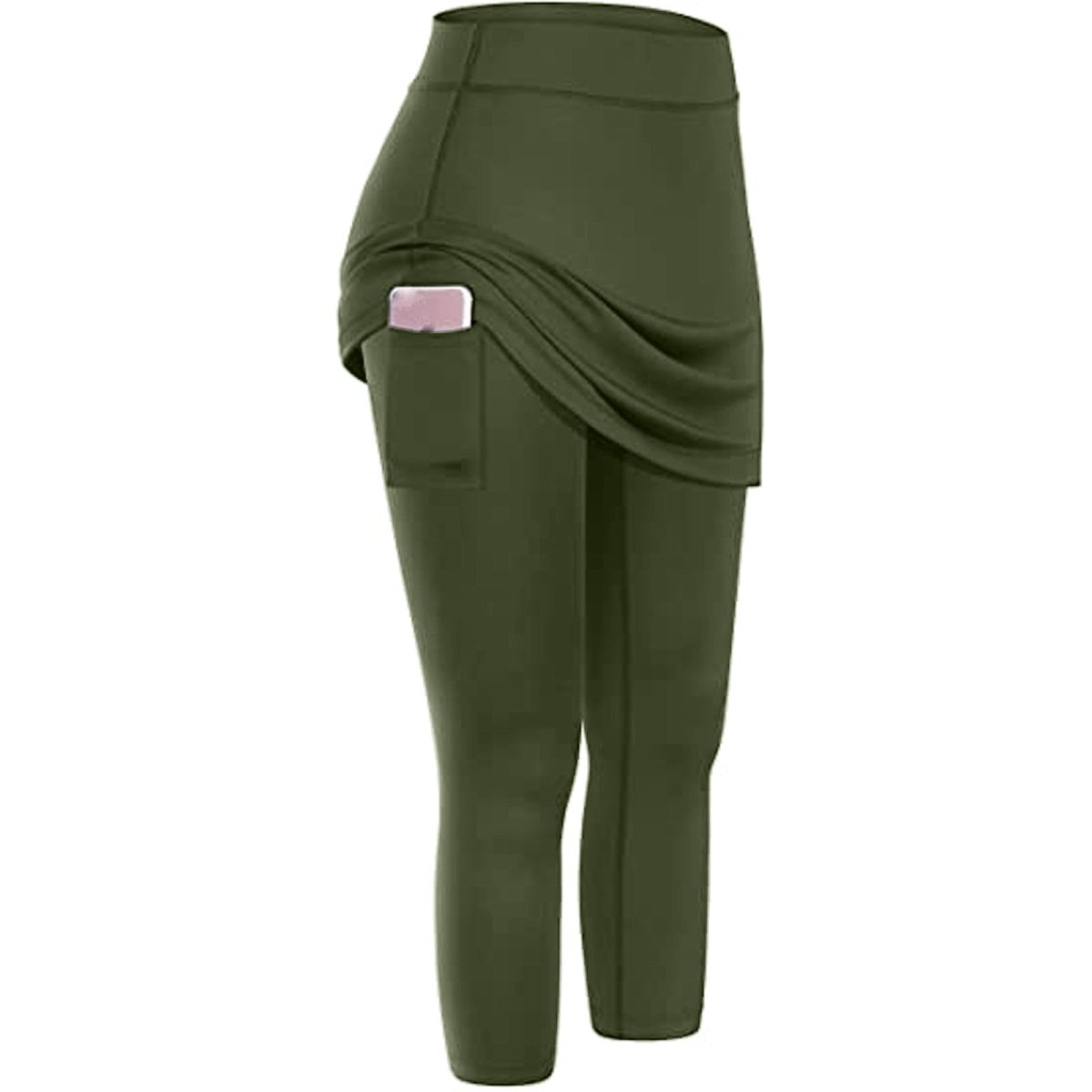 Women Tennis Skirted Leggings Pockets Elastic Sports Yoga Capris Skirts Legging - AmiraMart