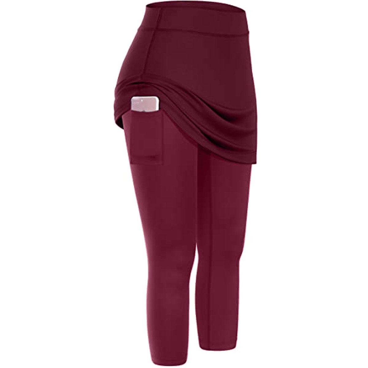 Women Tennis Skirted Leggings Pockets Elastic Sports Yoga Capris Skirts Legging - AmiraMart