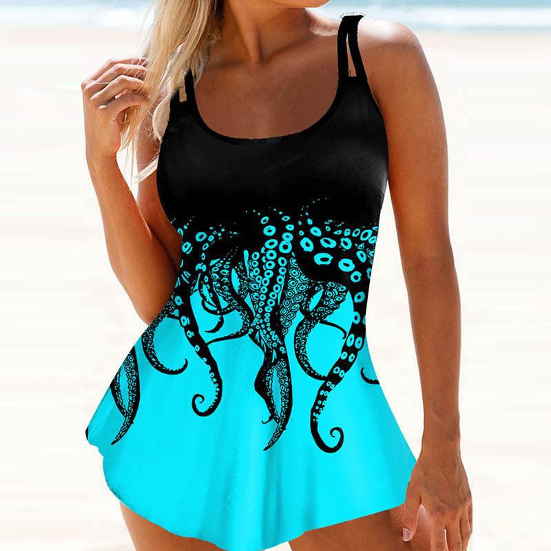 Women's Bikini Swimsuit Octopus Print Split Swimsuit - AmiraMart