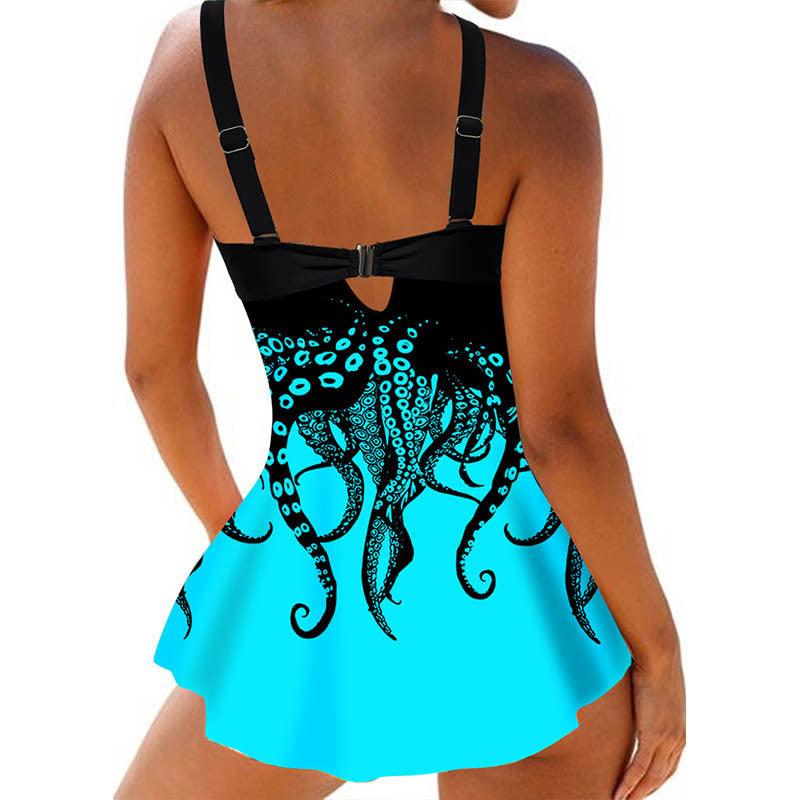 Women's Bikini Swimsuit Octopus Print Split Swimsuit - AmiraMart