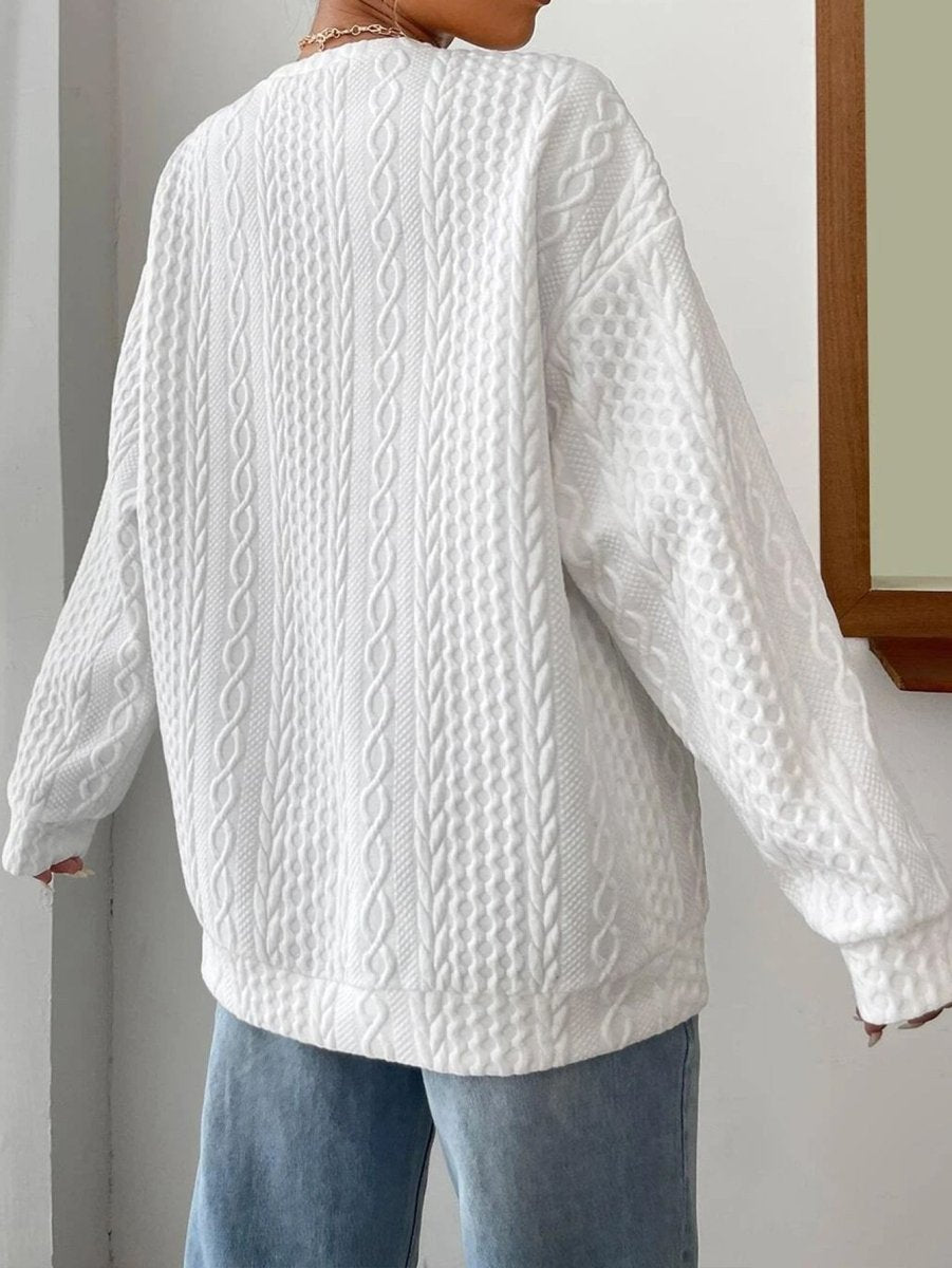 Women's Casual Jacquard Oversized Round Neck - AmiraMart