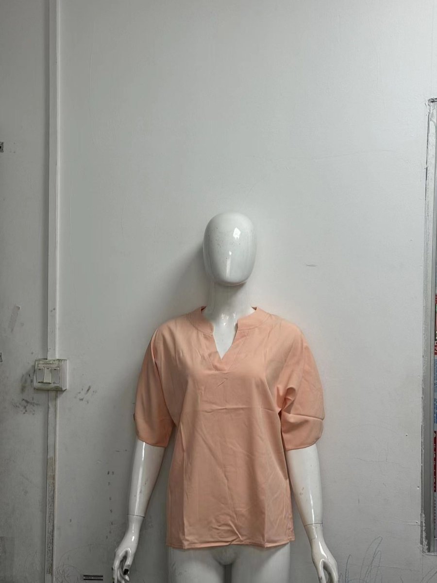 Women’s Chiffon Shirt – V - Neck Short Sleeve Summer Top - AmiraMart