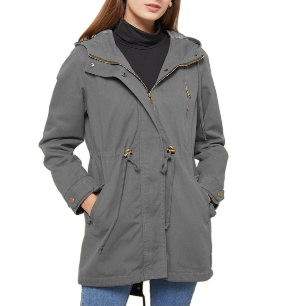 Women's Cotton Anorak Jacket - Lightweight Spring & Fall Coat - AmiraMart