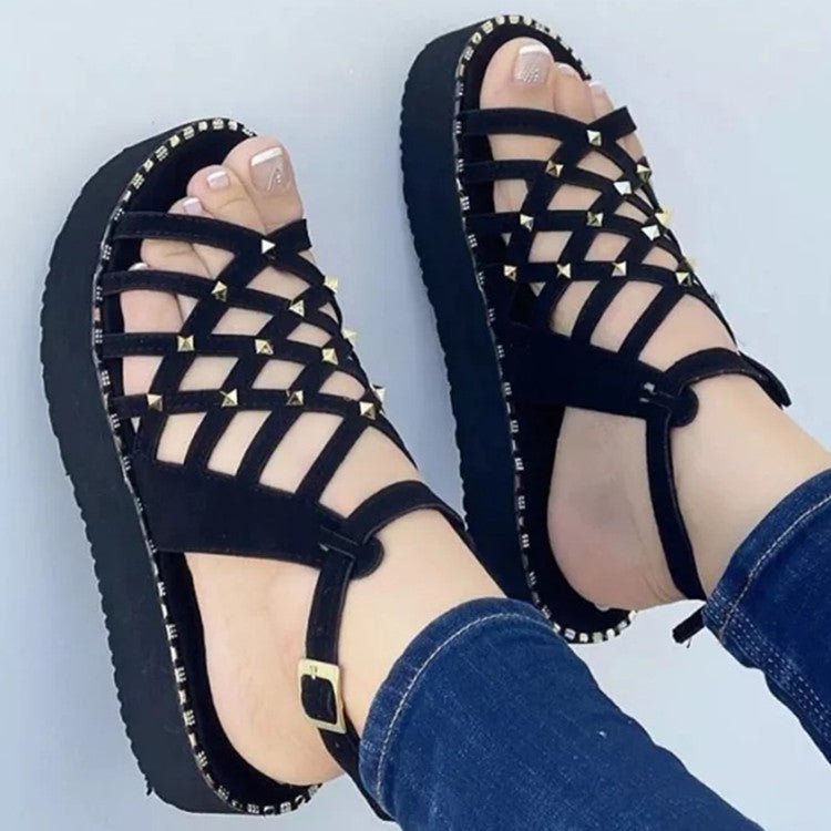 Women's Cutout Toe Platform Sandals - AmiraMart