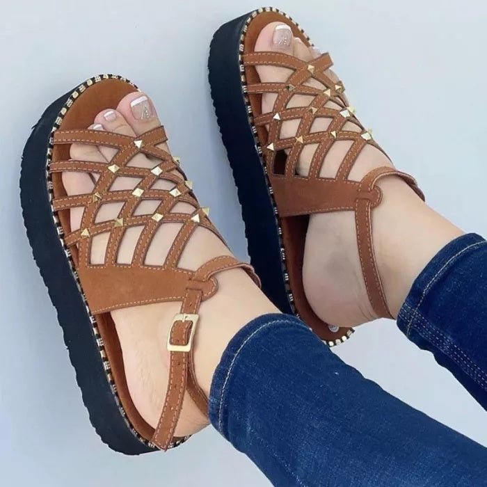 Women's Cutout Toe Platform Sandals - AmiraMart