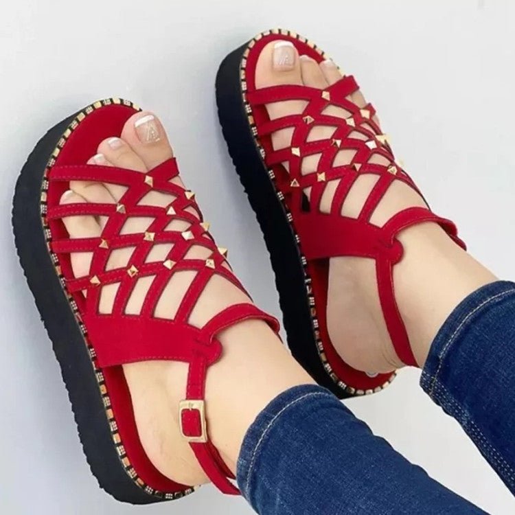 Women's Cutout Toe Platform Sandals - AmiraMart
