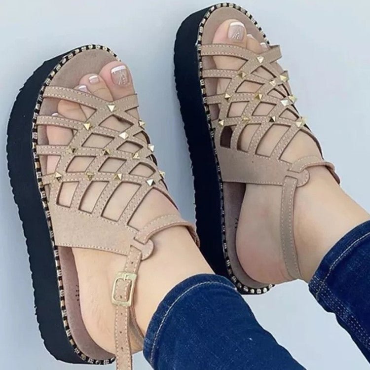Women's Cutout Toe Platform Sandals - AmiraMart